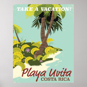 Playa Uvita, Costa rica beach travel poster/ Poster