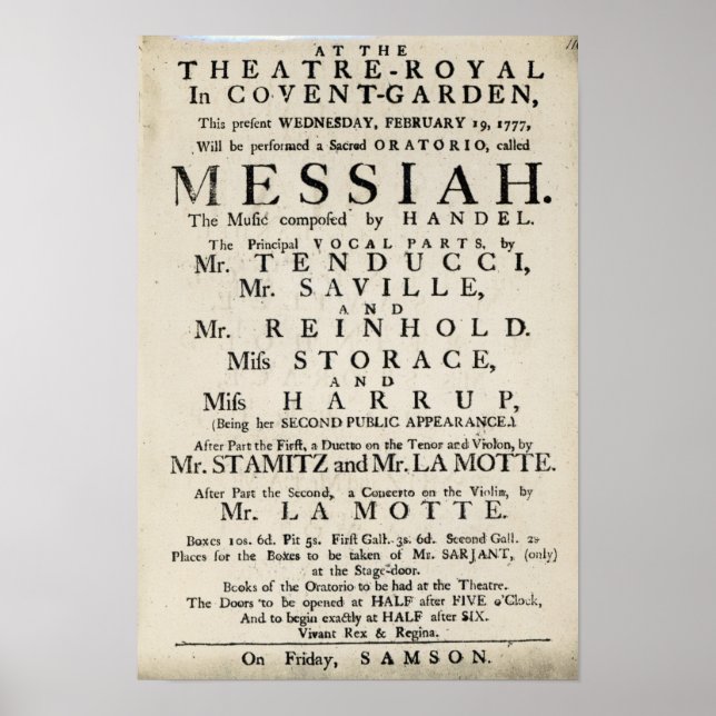 Playbill advertising a performance poster (Front)