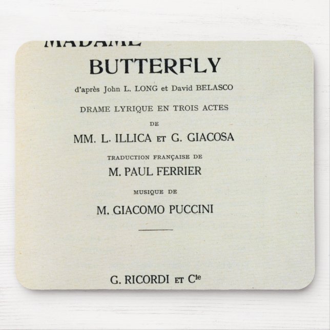 Playbill for Madame Butterfly by Giacomo Mouse Mat (Front)