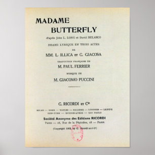 Playbill for Madame Butterfly by Giacomo Poster