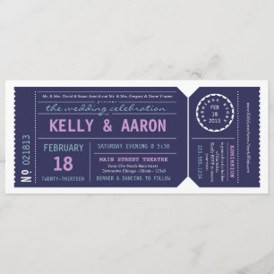 Playbill Theatre Ticket Wedding Invitation - Navy
