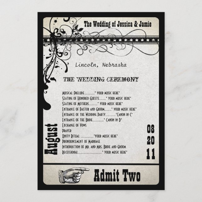 Playbill Wedding Program Metallic Silver Programme (Front)