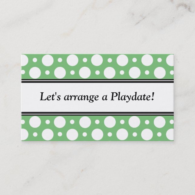 Playdate Green Polka Dots Business Cards (Front)