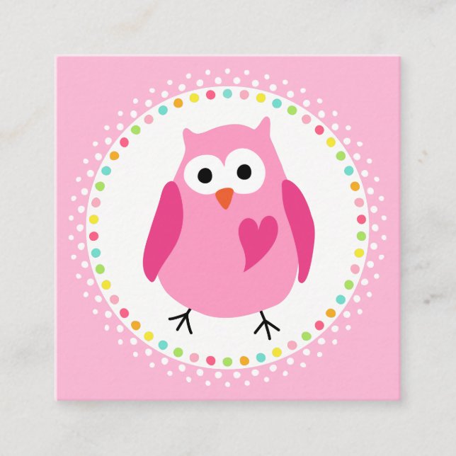 Playdate mummy calling cards with cute owl (Front)