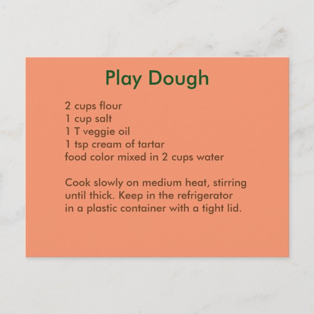 Playdough Recipe Postcard in Autumn Colours (Front)