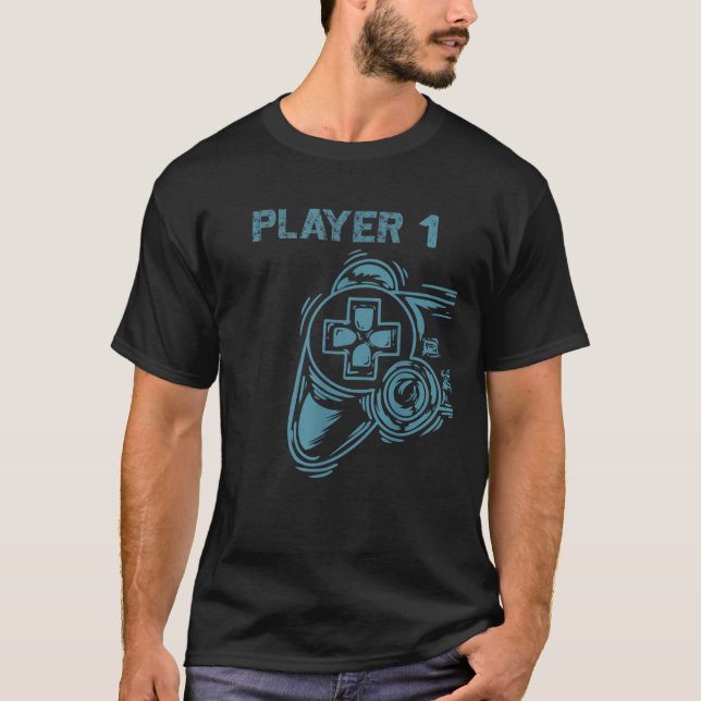 Player 1 Baby Announcement Funny Family Squad Coup T-Shirt (Front)