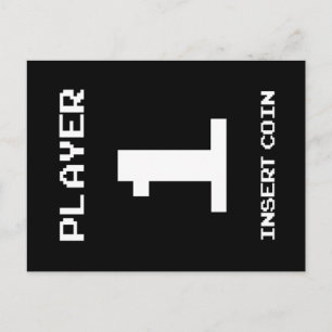 Player 1 gamer design postcard