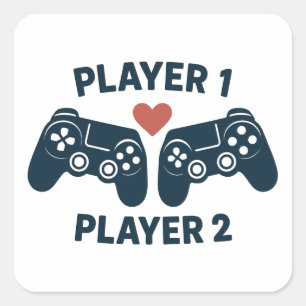 Player 1 Player 2 Couple Gamer Sticker