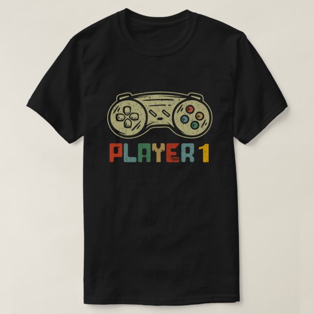 Player 1 Player 2 Matching Gamer Couple  T-Shirt (Design Front)