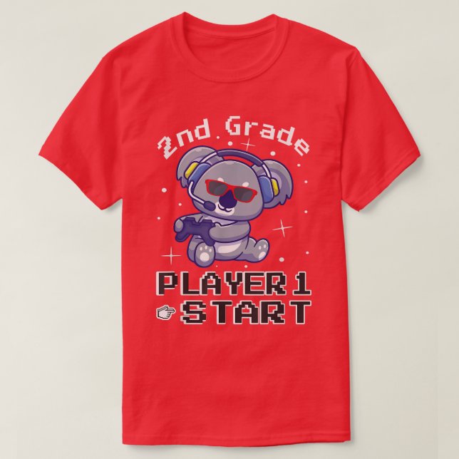 PLAYER 1 START BACK TO SCHOOL KOALA BEAR 2ND GRADE T-Shirt (Design Front)