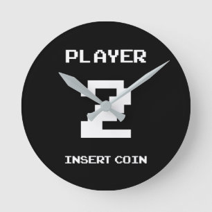 Player 2 gamer design round clock