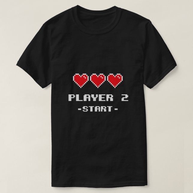 Player 2 Matching Player 1 Player 2 for Video Game T-Shirt (Design Front)