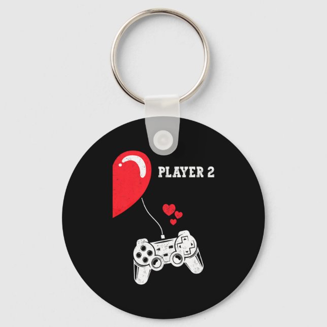 Player 2 Valentines Day Gaming Matching Couple Gam Key Ring (Front)