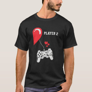 Player 2 Valentines Day Gaming Matching Couple Gam T-Shirt