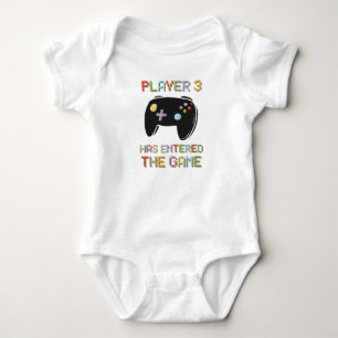 Player 3 Has Entered The Game Pregnancy Reveal Baby Bodysuit