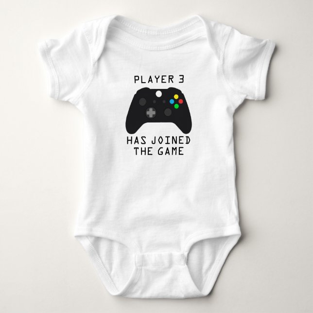 Player 3 has joined the game controller baby bodysuit (Front)