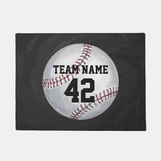 Player and Number Baseball Doormat (Front)