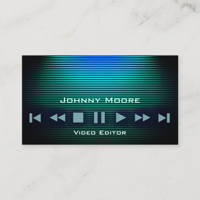 Player buttons metal shine stripes business card (Front)