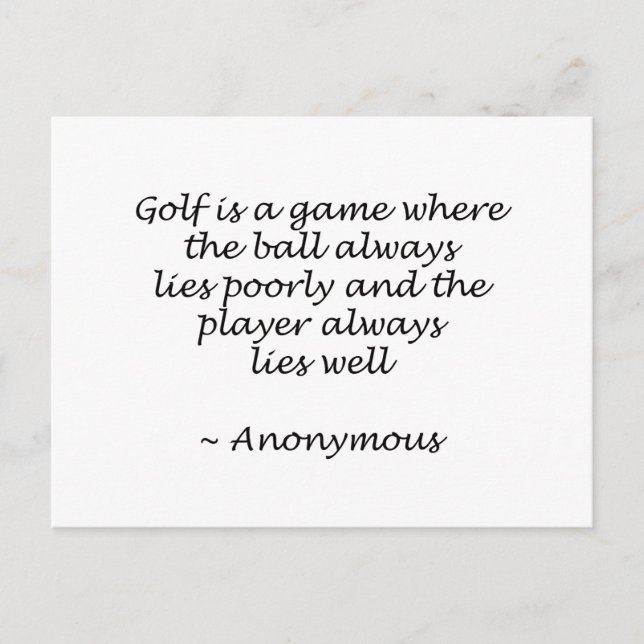 Player Lies Well Golf Design Postcard (Front)