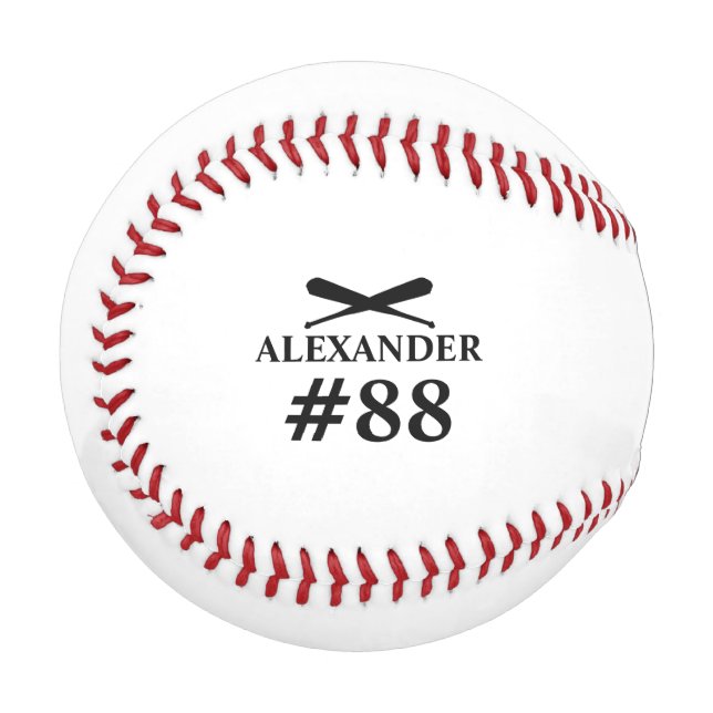 Player Name and Number Baseball (Front Left)