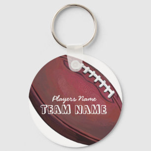 Player Name and Number Football Key Ring