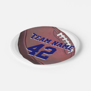 Player Name and Number Football Paper Plate
