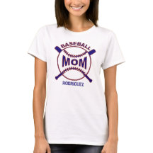 Player Name Blue Baseball Mum T-Shirt