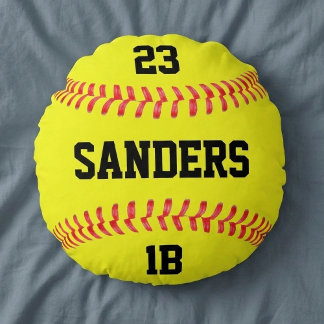 Player Name, Number & Position Fastpitch Softball Round Cushion