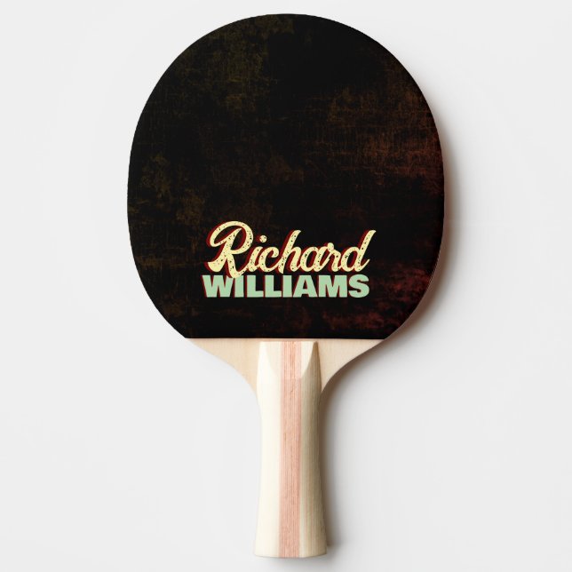 Player Name on Black Ping Pong Paddle (Front)