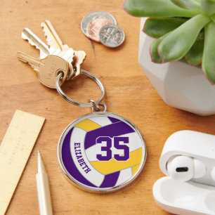 player name purple gold team colours volleyball key ring