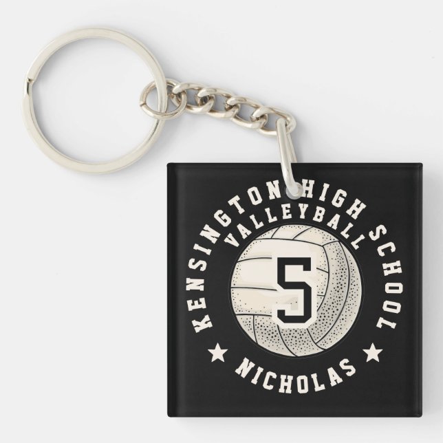Player Name School Volleyball Team Key Ring (Front)