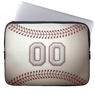 Player Number 00 - Cool Baseball Stitches Laptop Sleeve