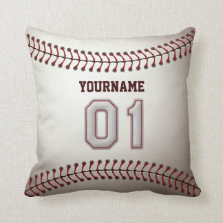 Player Number 01 - Cool Baseball Stitches Cushion