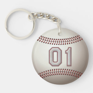 Player Number 01 - Cool Baseball Stitches Key Ring
