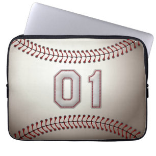 Player Number 01 - Cool Baseball Stitches Laptop Sleeve
