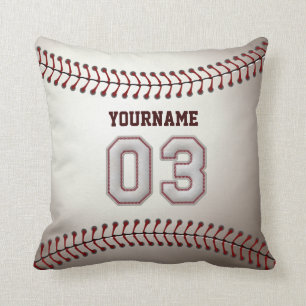 Player Number 03 - Cool Baseball Stitches Cushion