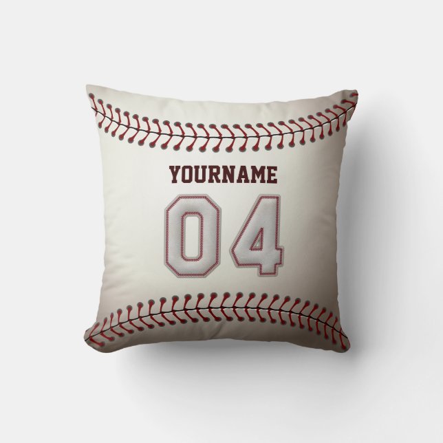 Player Number 04 - Cool Baseball Stitches Cushion (Front)