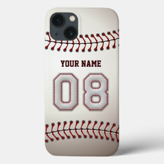 Player Number 08 - Cool Baseball Stitches Look iPhone 13 Case