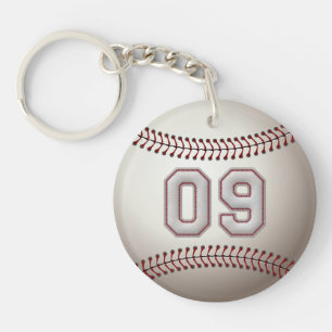 Player Number 09 - Cool Baseball Stitches Key Ring