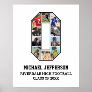 Player Number 0 Senior Sports Team Photo Collage Poster