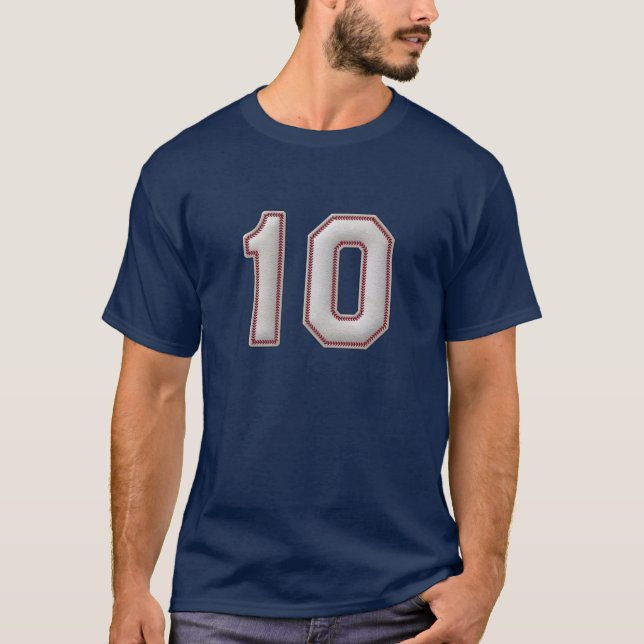 Player Number 10 - Cool Baseball Stitches T-Shirt (Front)
