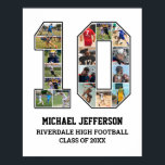 Player Number 10 Senior Sports Team Photo Collage Poster<br><div class="desc">Personalised photo collage for player number 10. This customisable photo gift is perfect for senior night, sports award banquet or birthday gift for your athlete son, daughter or student. It's a great way to display precious moments and memories from their sports games. The poster features a collage of photos, and...</div>