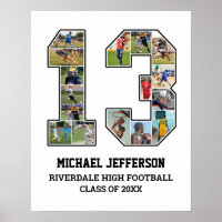 Player Number 13 Senior Sports Team Photo Collage