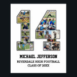 Player Number 14 Senior Sports Team Photo Collage Poster<br><div class="desc">Personalised photo collage for player number 14. This customisable photo gift is perfect for senior night, sports award banquet or birthday gift for your athlete son, daughter or student. It's a great way to display precious moments and memories from their sports games. The poster features a collage of photos, and...</div>