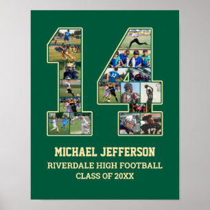 Player Number 14 Senior Sports Team Photo Collage Poster