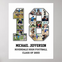 Player Number 18 Senior Sports Team Photo Collage