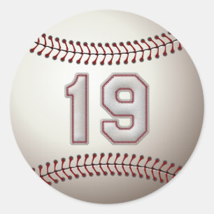 Player Number 19 - Cool Baseball Stitches Classic Round Sticker