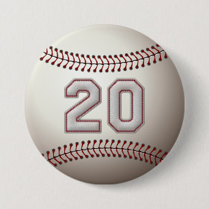 Player Number 20 - Cool Baseball Stitches Pins