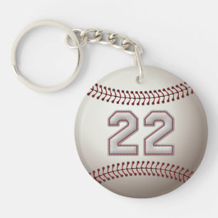 Player Number 22 - Cool Baseball Stitches Key Ring