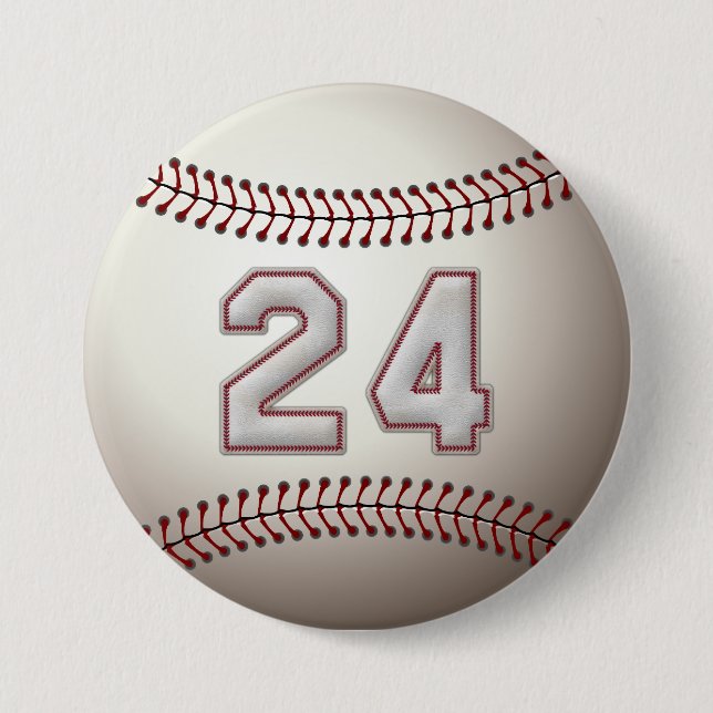 Player Number 24 - Cool Baseball Stitches Pins (Front)
